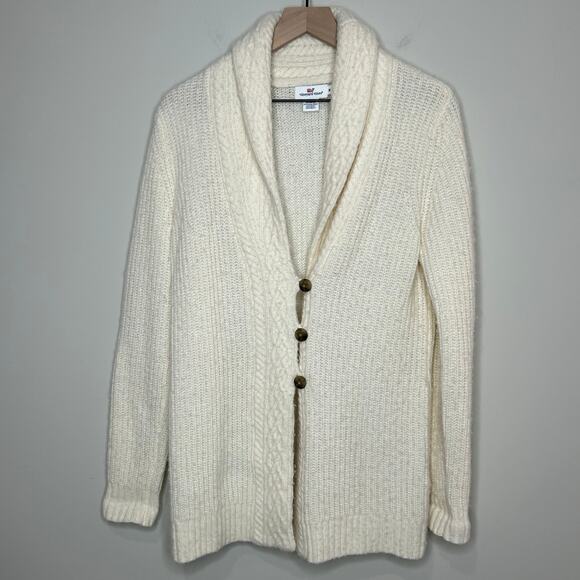 Vineyard Vines Cardigan Sweater Size M Shawl Neck Merino Wool Alpaca Blend - Picture 1 of 8